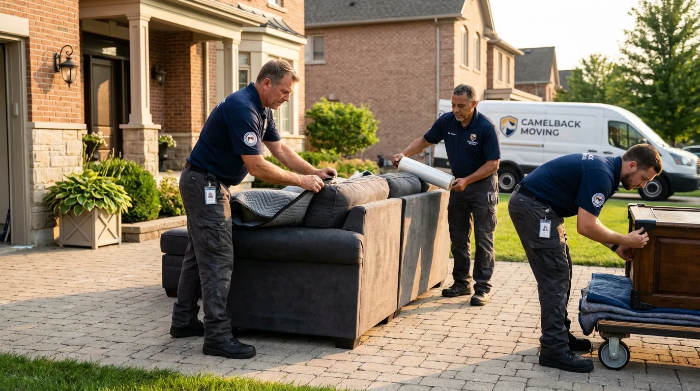 Large estate moving crew wrapping furniture in Ashland, MS